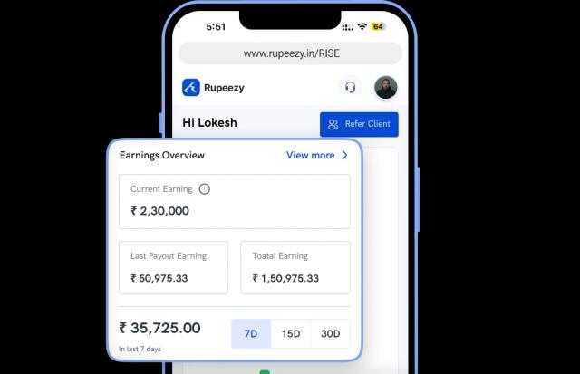 Rupeezy RISE Portal on mobile