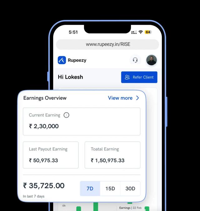 Rupeezy RISE Portal on mobile