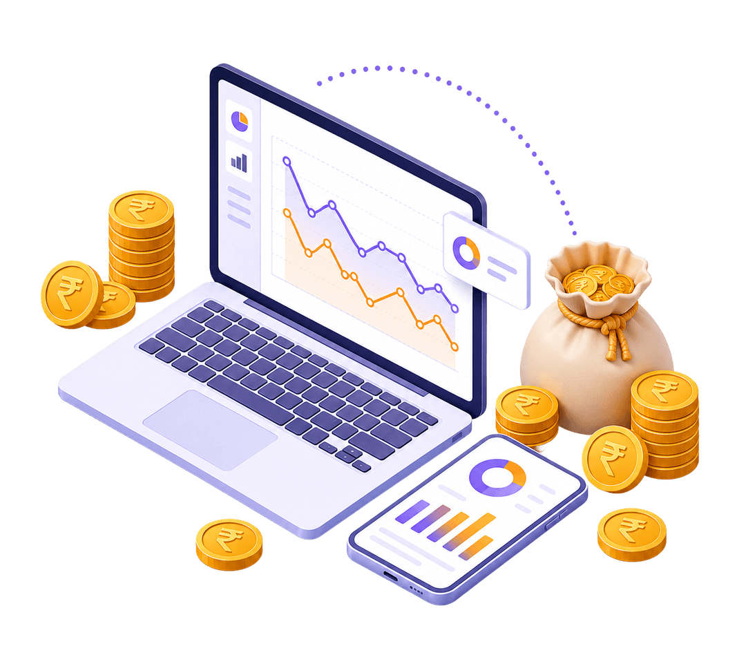 Illustration of earning through finance content and referrals