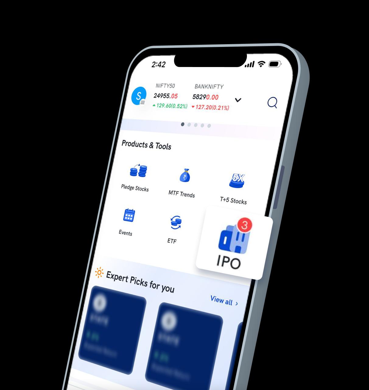 Rupeezy mobile app preview showing stock comparison feature