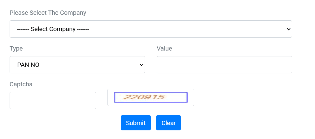 Screenshot of Cameo Corporate Services IPO Allotment Check Form